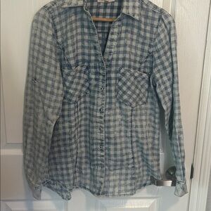 Skies are blue by bohme acid wash Gingham button Front with acid wash